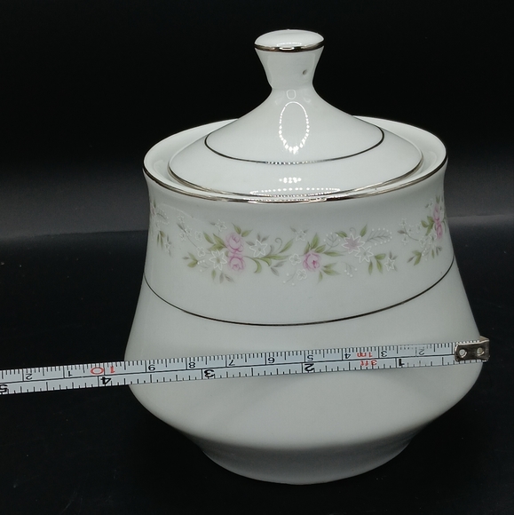 GLA Maria Fine China Japan Sugar Bowl W/Lid And Creamer White & Rose Floral - Picture 9 of 16
